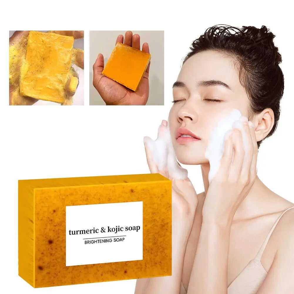 Revitalize Your Skin with 100G Handmade Turmeric & Lemon Kojic Acid Soap - Deep Cleansing for a Radiant Glow
